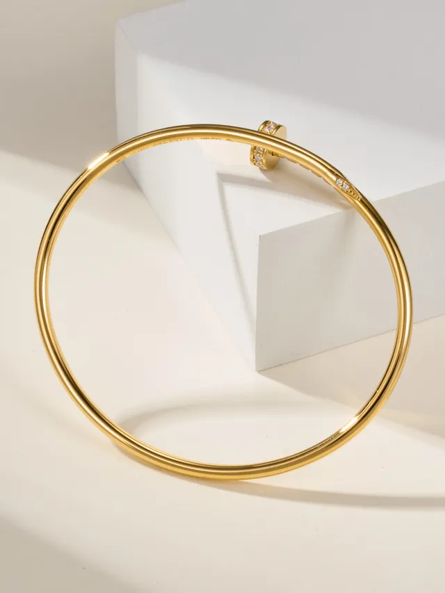 Bracelet Cartier Juste un Clou Or Argent Fin Circulaire Pavé-Set Stones 12