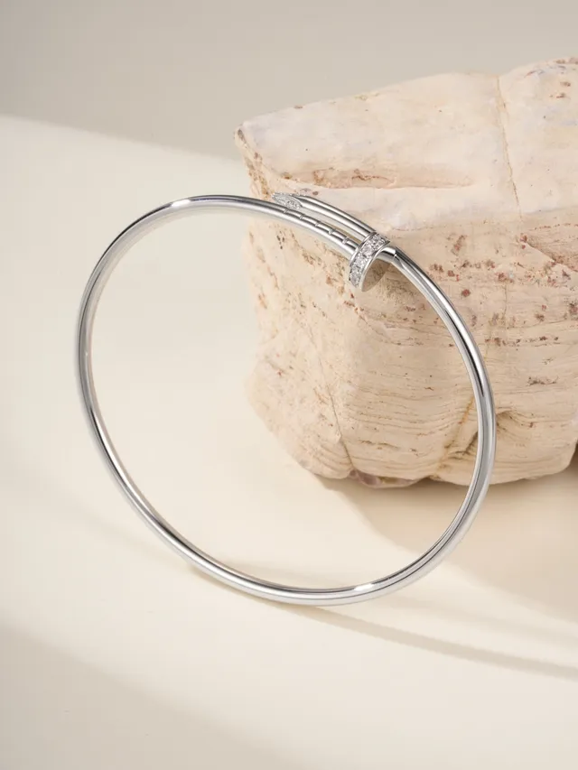 Bracelet Cartier Juste un Clou Or Argent Fin Circulaire Pavé-Set Stones 13