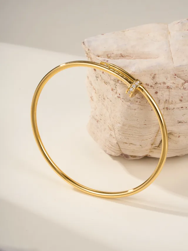 Bracelet Cartier Juste un Clou Or Argent Fin Circulaire Pavé-Set Stones 14