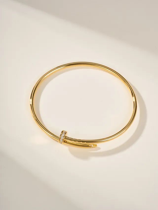 Bracelet Cartier Juste un Clou Or Argent Fin Circulaire Pavé-Set Stones 16