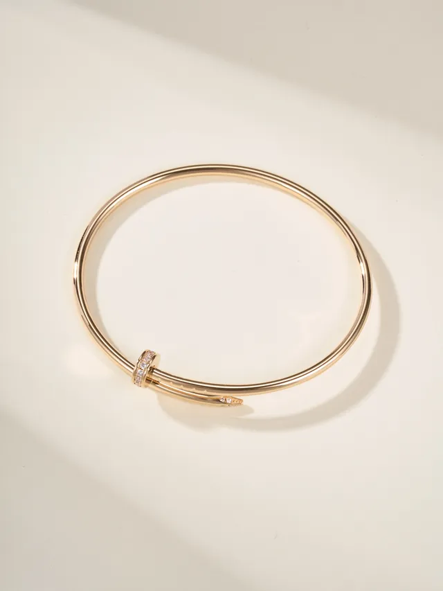 Bracelet Cartier Juste un Clou Or Argent Fin Circulaire Pavé-Set Stones 17