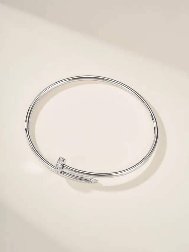 Bracelet Cartier Juste un Clou Or Argent Fin Circulaire Pavé-Set Stones 18