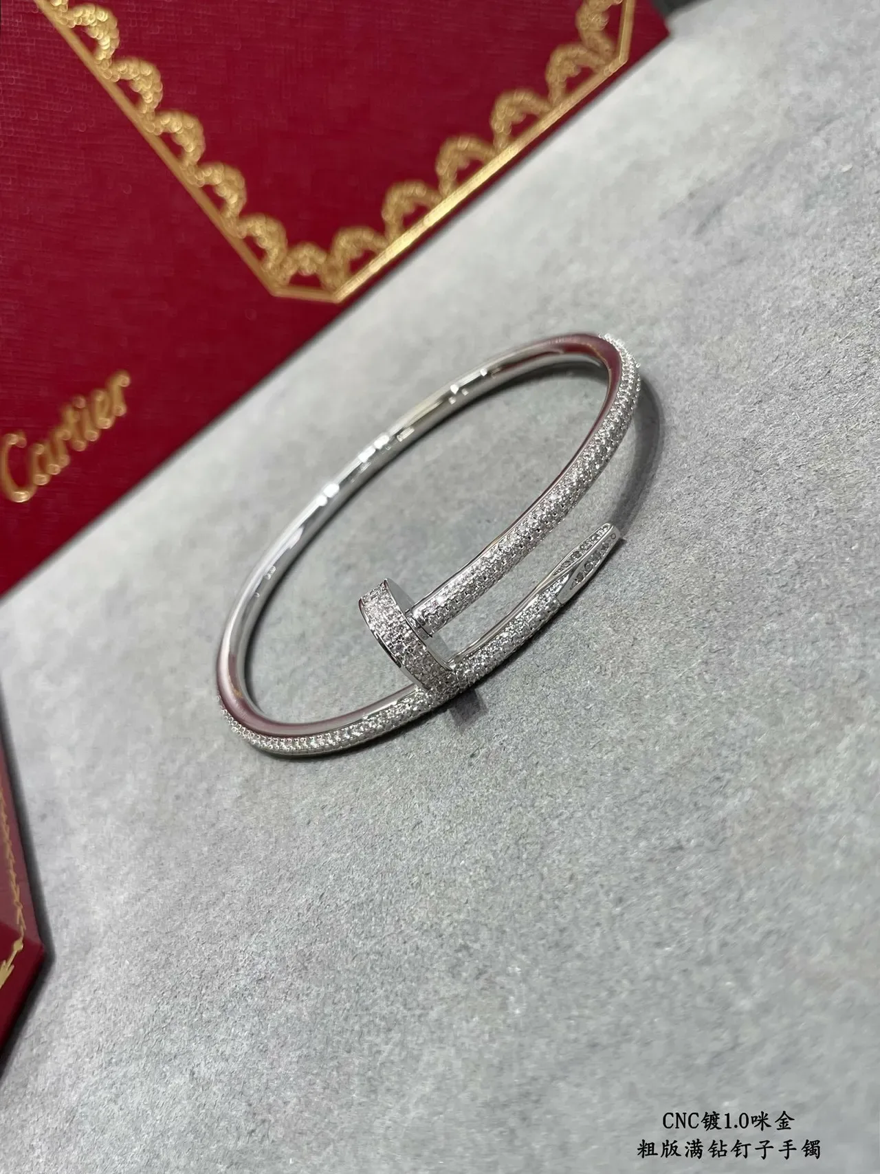 سواري Cartier Juste un Clou فضي شفاف Pavé-Set ماس رأس المسمار 5