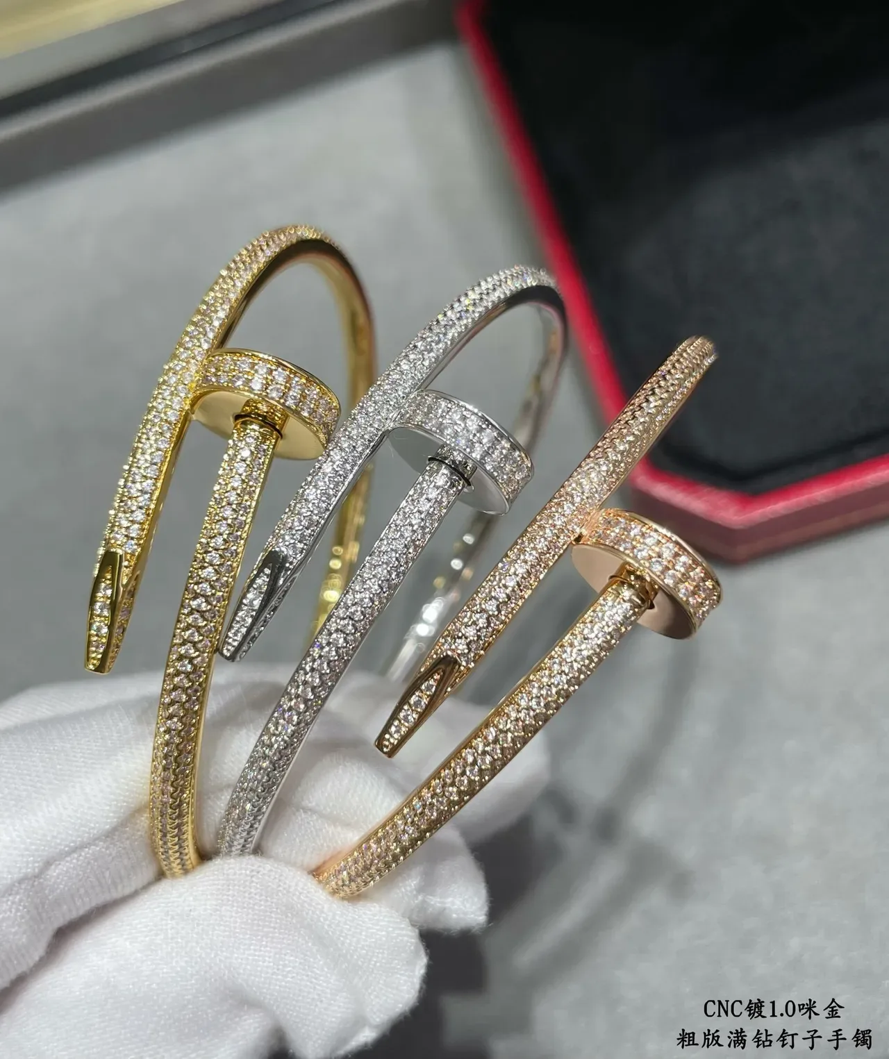 سواري Cartier Juste un Clou فضي شفاف Pavé-Set ماس رأس المسمار 7