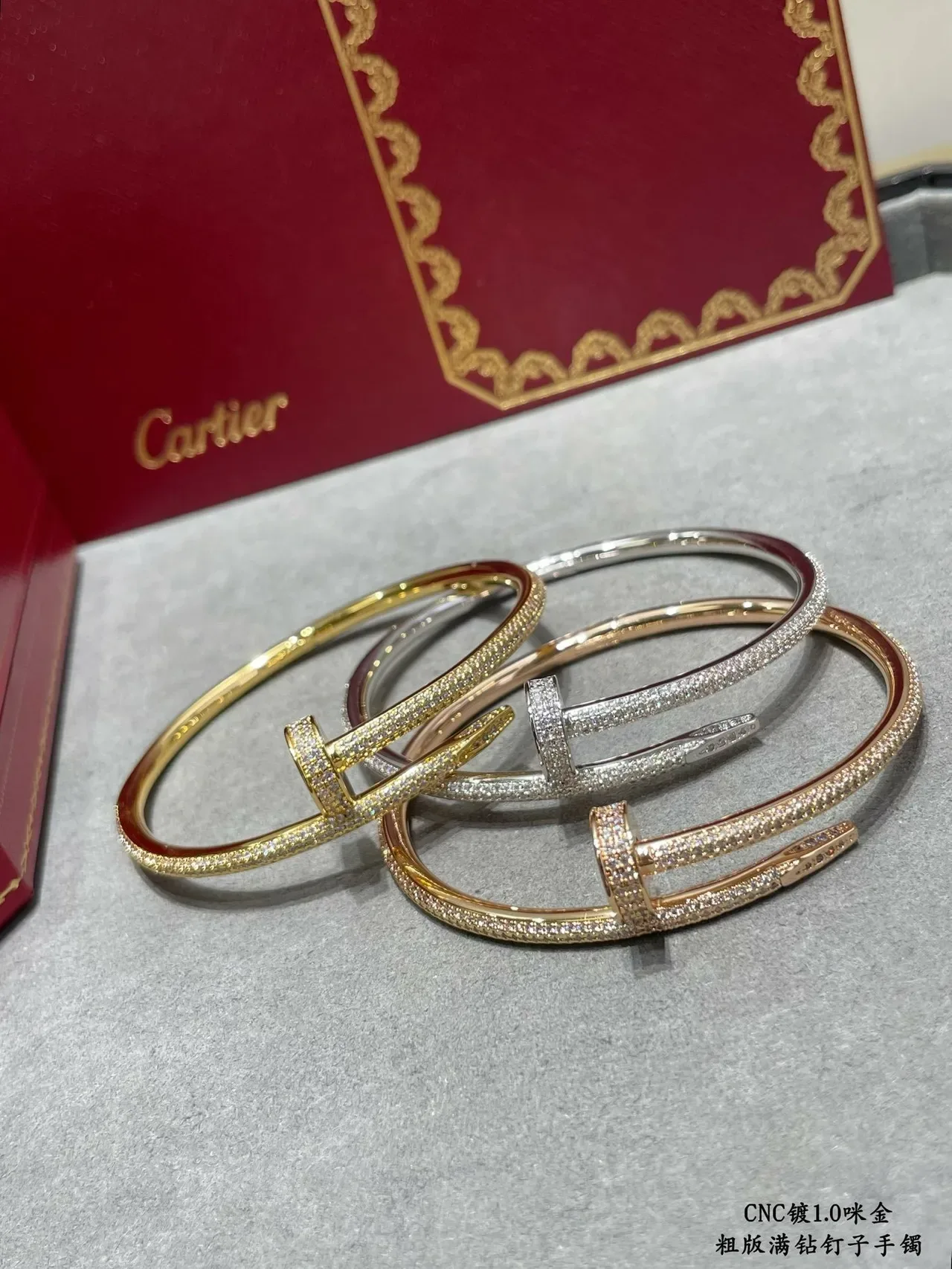سواري Cartier Juste un Clou فضي شفاف Pavé-Set ماس رأس المسمار 9