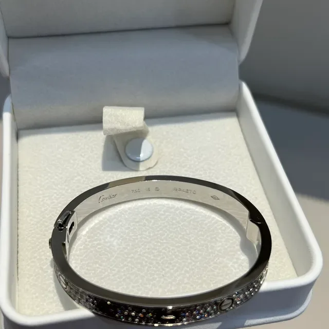 Pulseira Cartier Love Motivo de Parafuso Pavé-Set em Prata 4