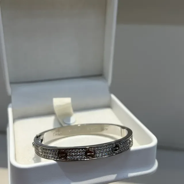 Pulseira Cartier Love Motivo de Parafuso Pavé-Set em Prata 5