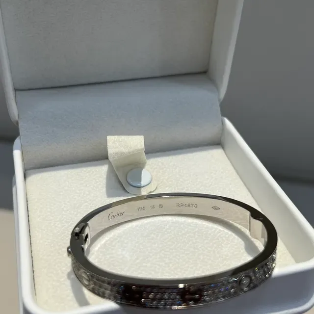 Pulseira Cartier Love Motivo de Parafuso Pavé-Set em Prata 6