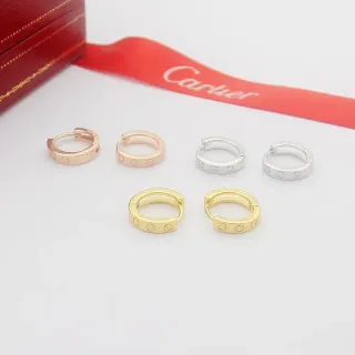 Cartier Love Gold Silver Hinged Hoop Screw-Motif Detail Earrings