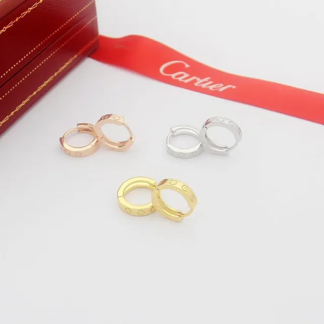 Cartier Love oro plata aro bisagra detalle de motivo de tornillo aretes 9