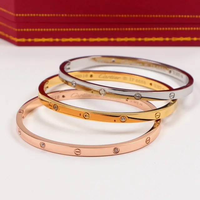 Cartier Love bracelet en or et argent motif vis profil plat 7