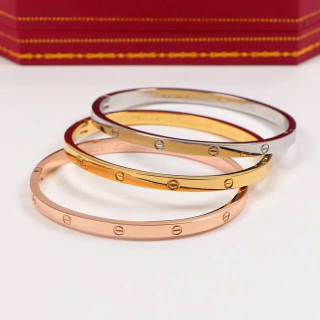 Cartier Love bracelet en or et argent motif vis profil plat 8