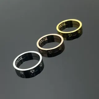 Cartier Love Ring Black and Gold/Silver Two-Tone Wide-Band Rings
