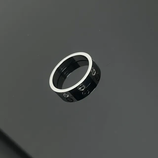 Cartier Love Bagues Noir et Or/Argent Deux Tons de Bande Large 2