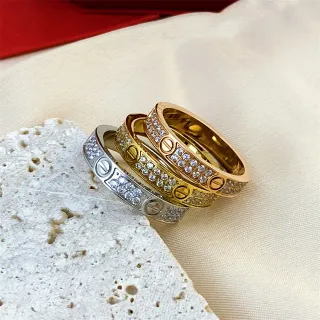Cartier Love Ring Pavé Screw Motif Stackable Rings