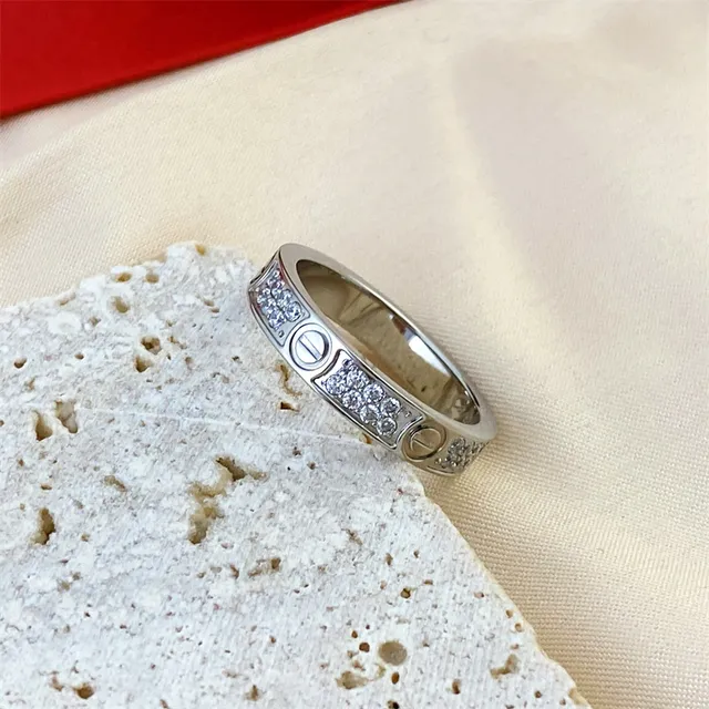 Cartier Love Ring Pavé نمط البراغي خواتم قابلة للتراكب 3