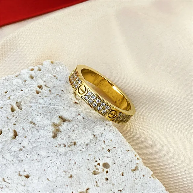 Cartier Love Ring Pavé نمط البراغي خواتم قابلة للتراكب 4