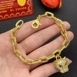 Cartier Panthère de Cartier Pavé Panther Head Gold Chain Bracelet