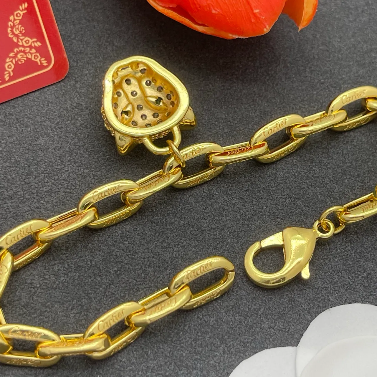 Cartier Panthère de Cartier Pavé cabeça de pantera pulseira de corrente de ouro 3