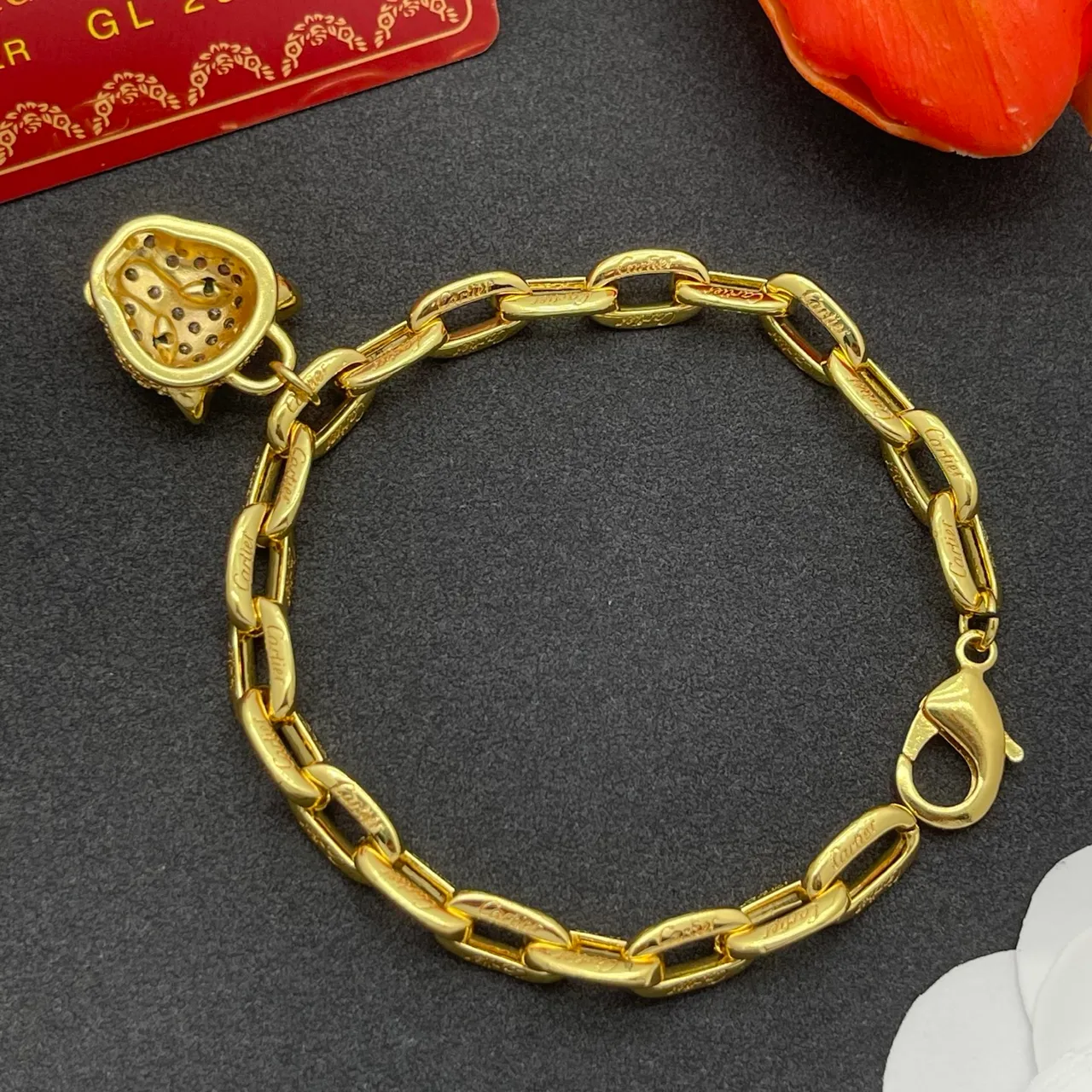 Cartier Panthère de Cartier Pavé cabeça de pantera pulseira de corrente de ouro 4