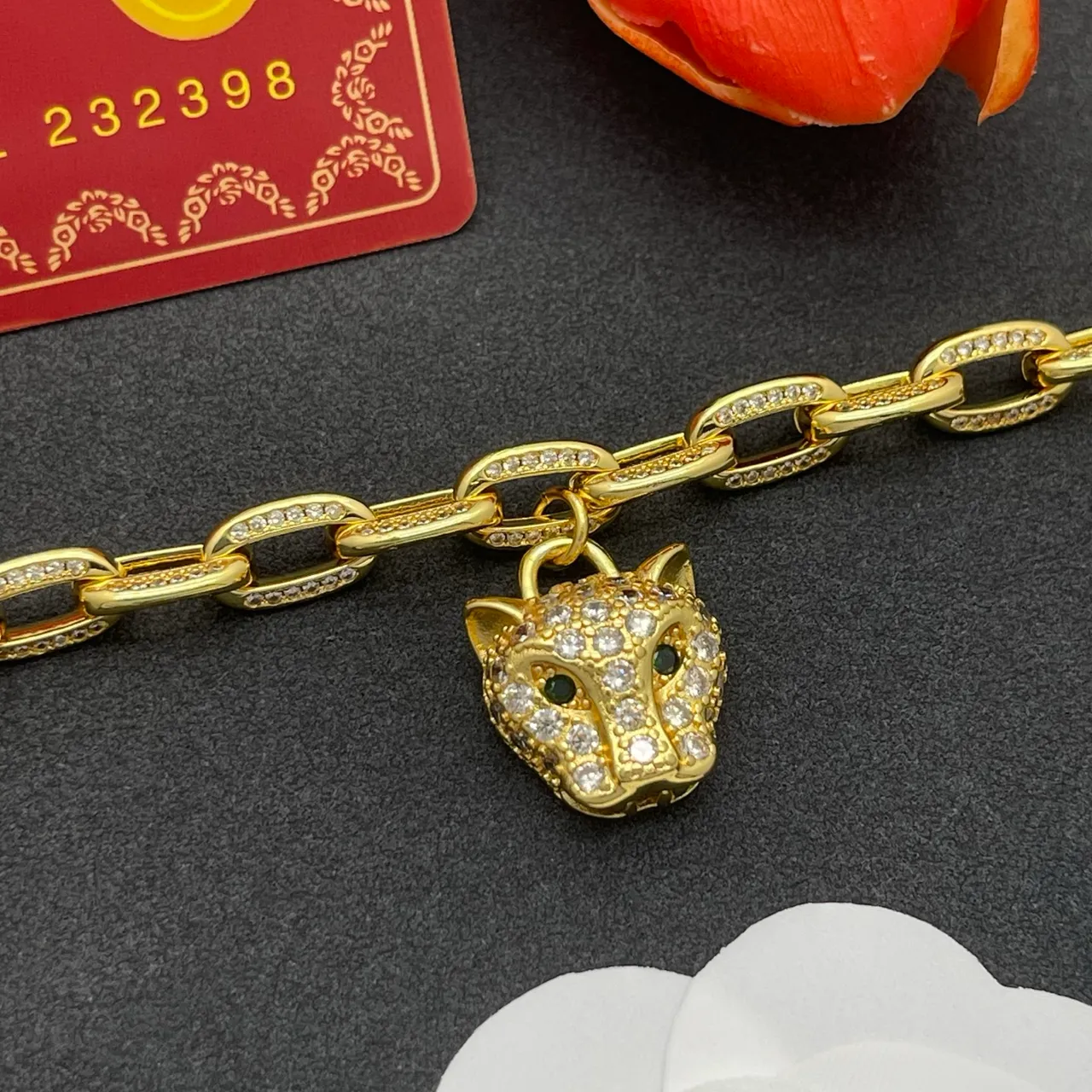 Cartier Panthère de Cartier Pavé cabeça de pantera pulseira de corrente de ouro 7