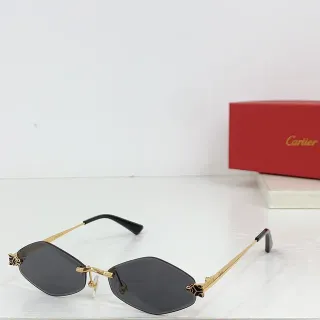 Cartier Panthère Rimless Octagonal Gold-Tone Sunglasses