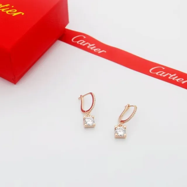 Cartier Or Rouge Boucles d'Oreilles à Anneau avec Fermeture à Levier à Charnière Bande Pavée 2