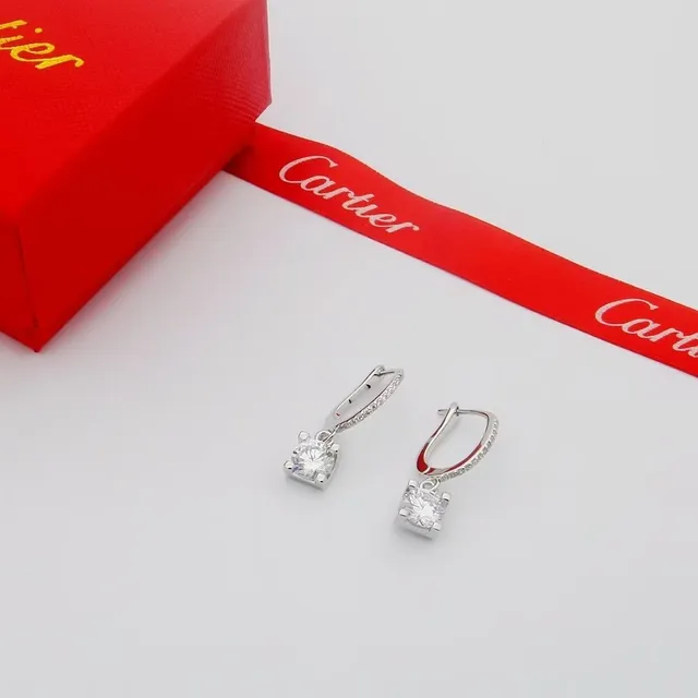 Cartier Or Rouge Boucles d'Oreilles à Anneau avec Fermeture à Levier à Charnière Bande Pavée 3