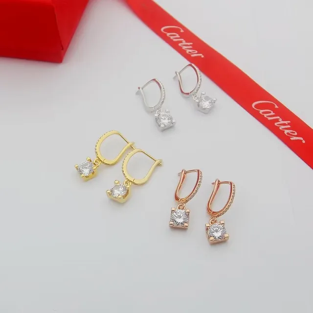 Cartier Or Rouge Boucles d'Oreilles à Anneau avec Fermeture à Levier à Charnière Bande Pavée 4