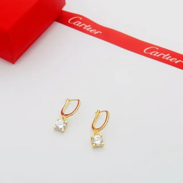 Cartier Or Rouge Boucles d'Oreilles à Anneau avec Fermeture à Levier à Charnière Bande Pavée 5