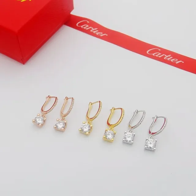 Cartier Or Rouge Boucles d'Oreilles à Anneau avec Fermeture à Levier à Charnière Bande Pavée 6