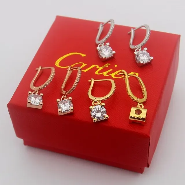 Cartier Or Rouge Boucles d'Oreilles à Anneau avec Fermeture à Levier à Charnière Bande Pavée 7