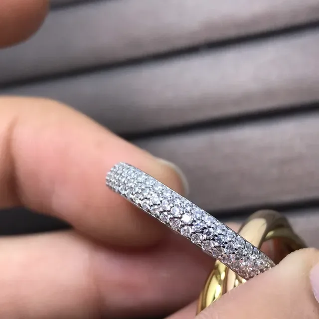 Anneau Interlocking Cartier Trinity Pavé-Diamond en Or Jaune 3