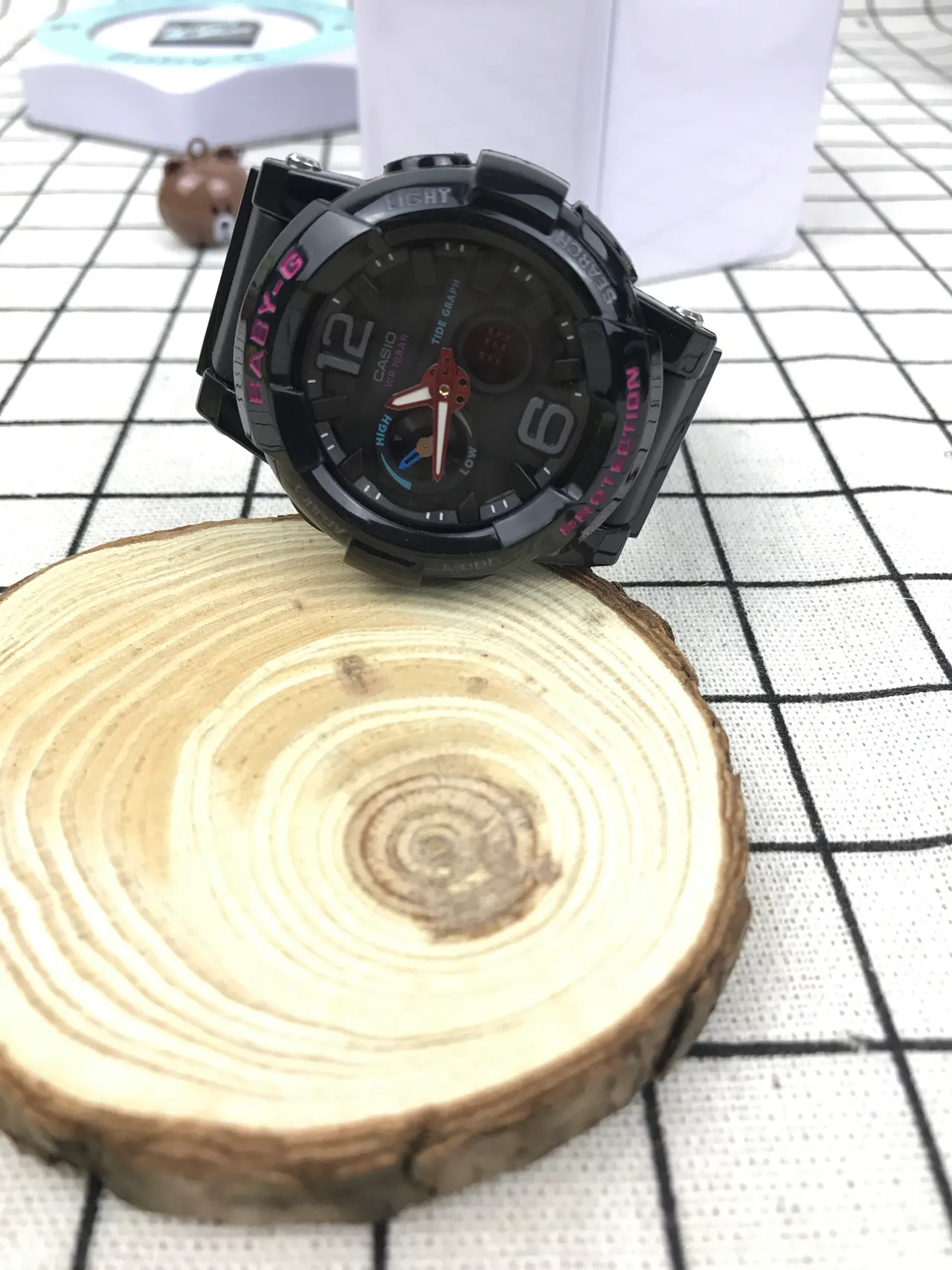 Casio Baby-G Black Pink Analog-Digital Hybrid Tide Graph Display Watch 3