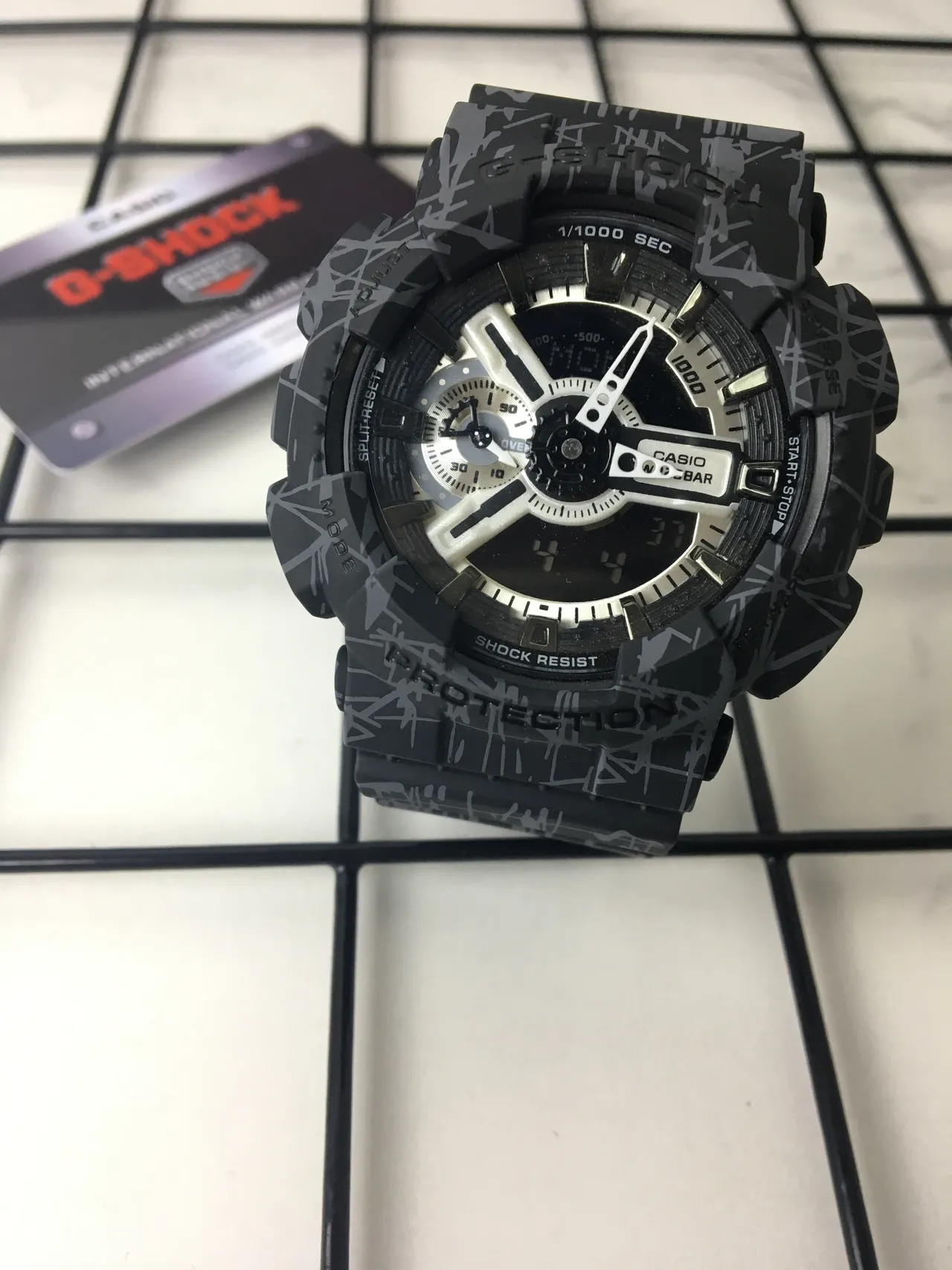 Casio Black Gray Rugged Resin Case Abstract Line Camo Pattern Watch 2