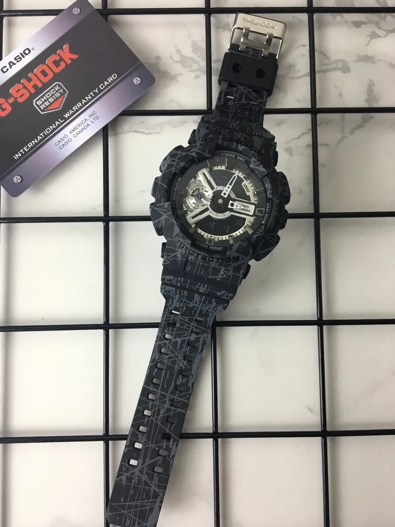 Casio Black Gray Rugged Resin Case Abstract Line Camo Pattern Watch 5