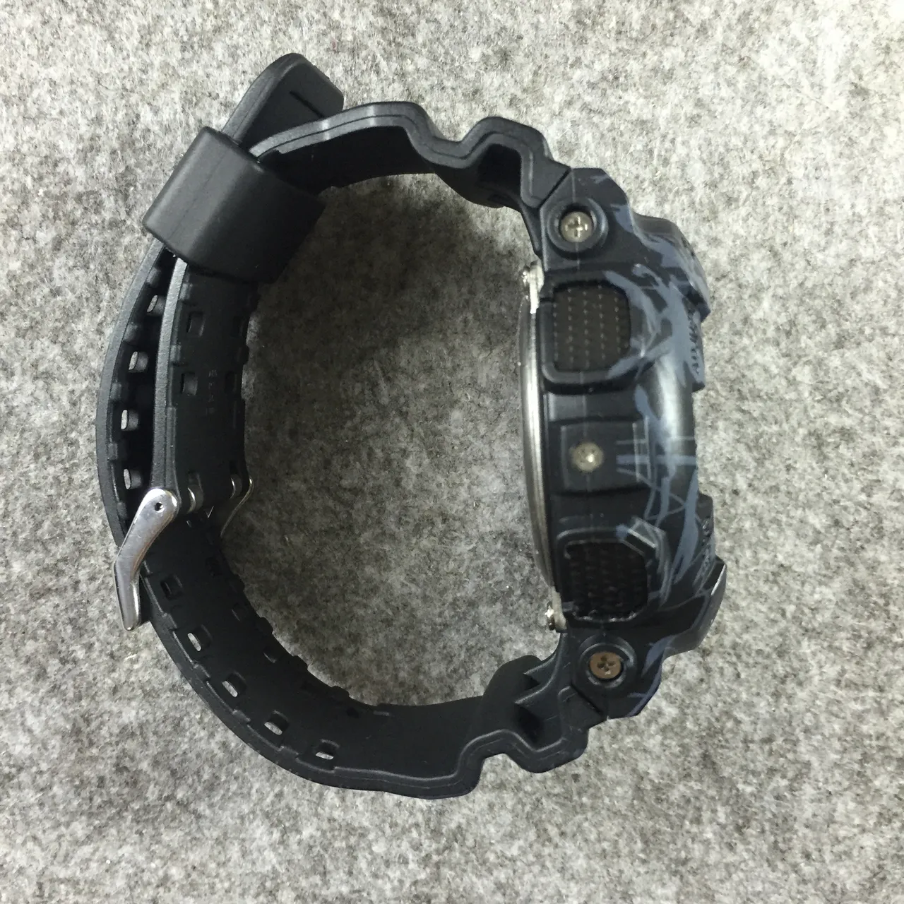 Casio Black Gray Rugged Resin Case Abstract Line Camo Pattern Watch 9