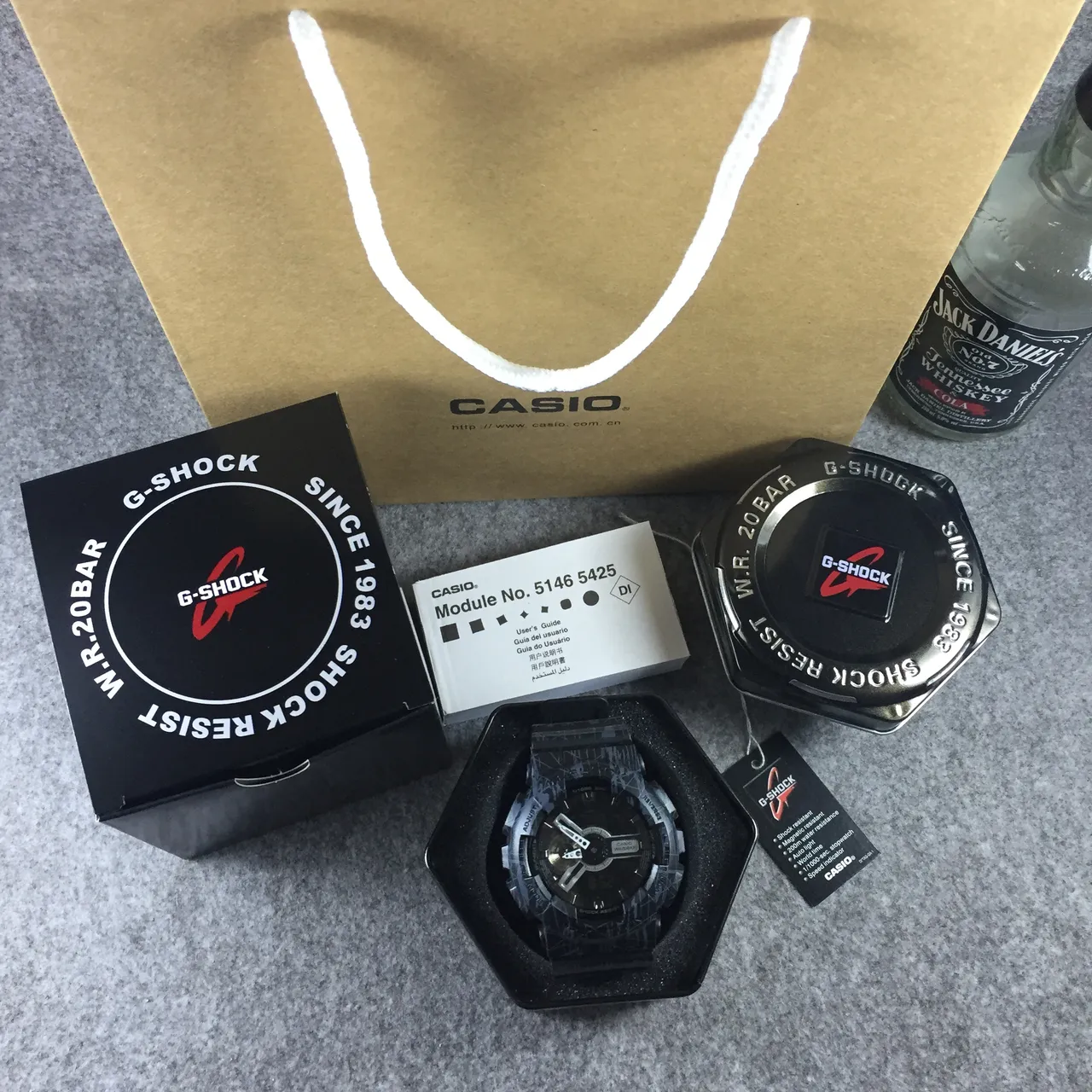 Casio Black Gray Rugged Resin Case Abstract Line Camo Pattern Watch 12