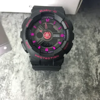 Casio Black Pink Rugged Resin Case Analog-Digital Hybrid Display Reloj