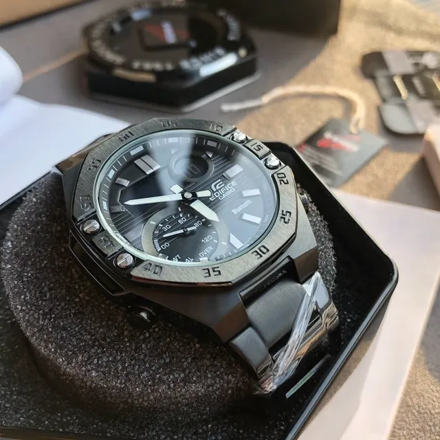 Casio Edifice Bluetooth Chronograph Black Brushed Metal Sports Watch 2