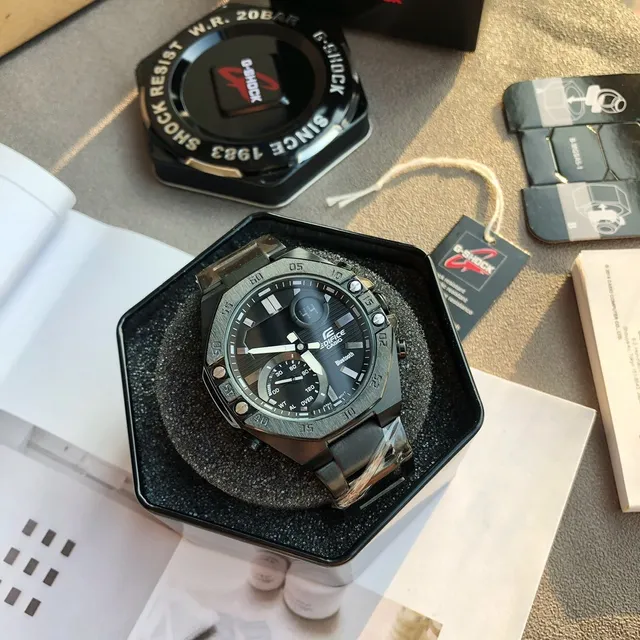 Casio Edifice Bluetooth Chronograph Black Brushed Metal Sports Watch 8