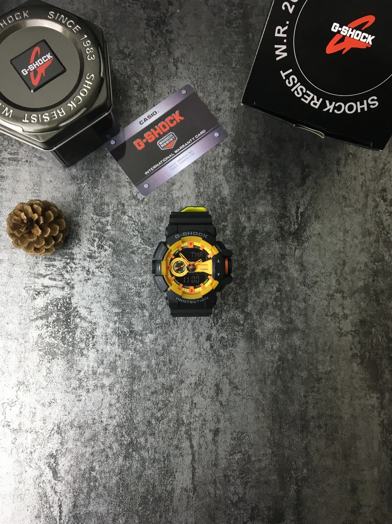 Casio G-Shock GA-100 Preto Amarelo Laranja Relógio Esportivo 3