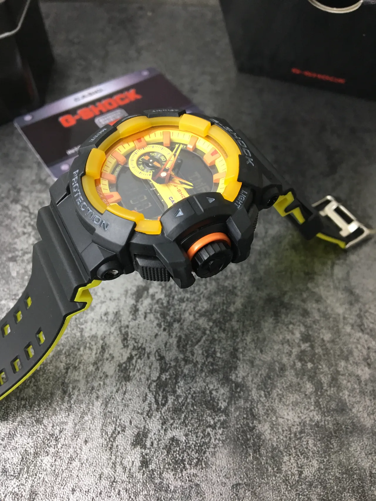 Casio G-Shock GA-100 Preto Amarelo Laranja Relógio Esportivo 5