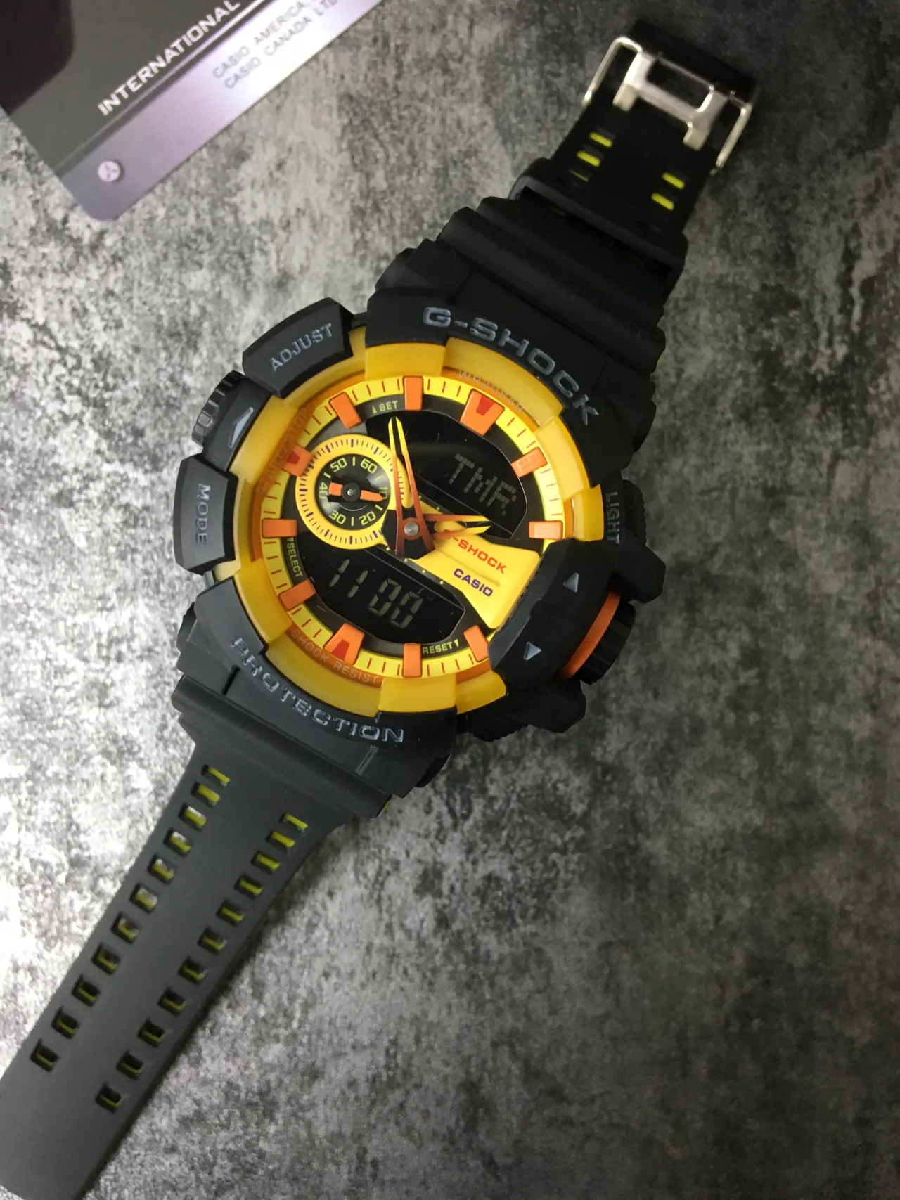 Casio G-Shock GA-100 Preto Amarelo Laranja Relógio Esportivo 6