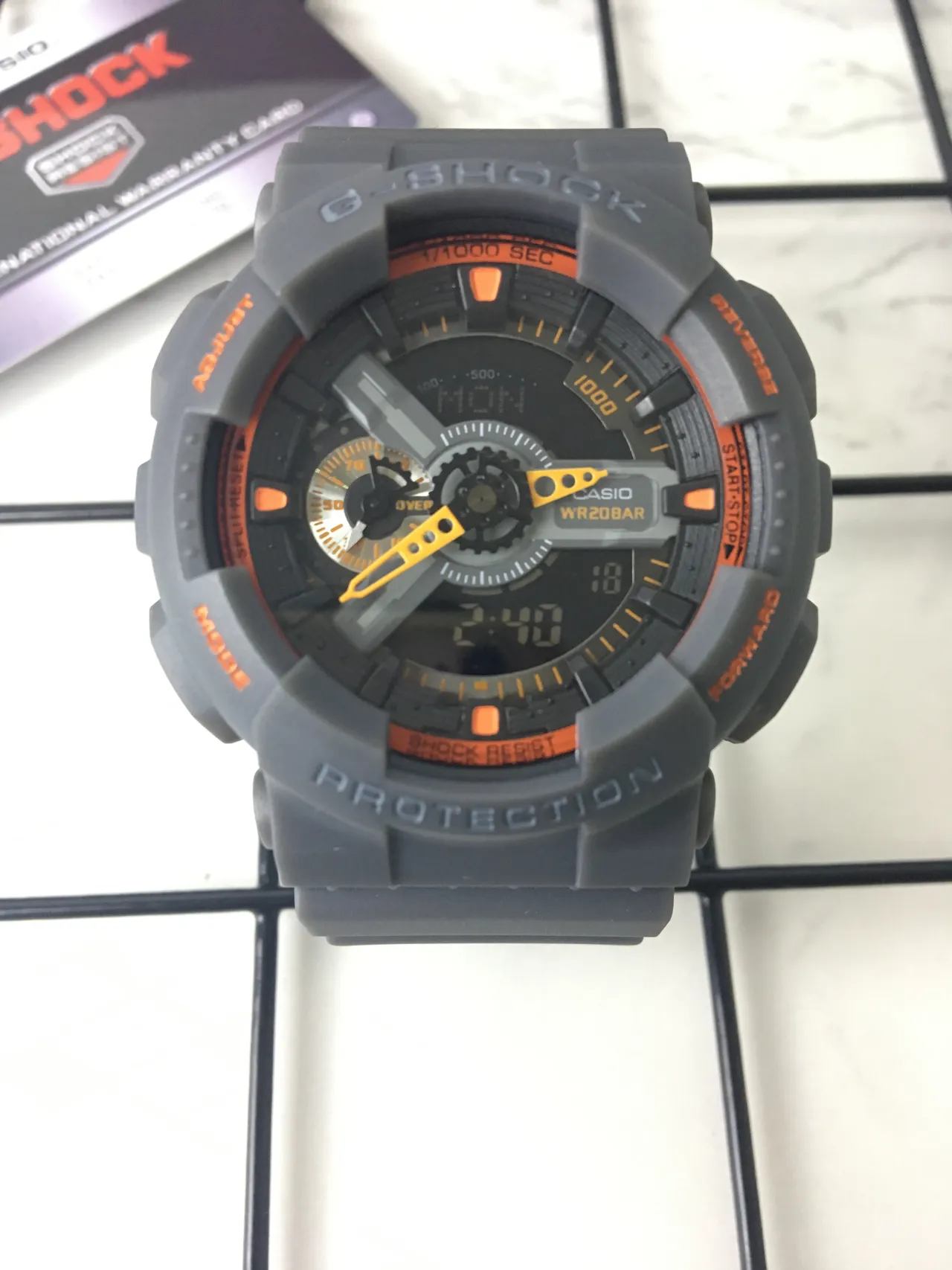 Casio G-Shock GA-100 Gray and Orange Sports Watch 3