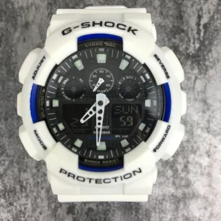 Casio G-Shock GA-100 Blanche et Bleue Montre Sportive