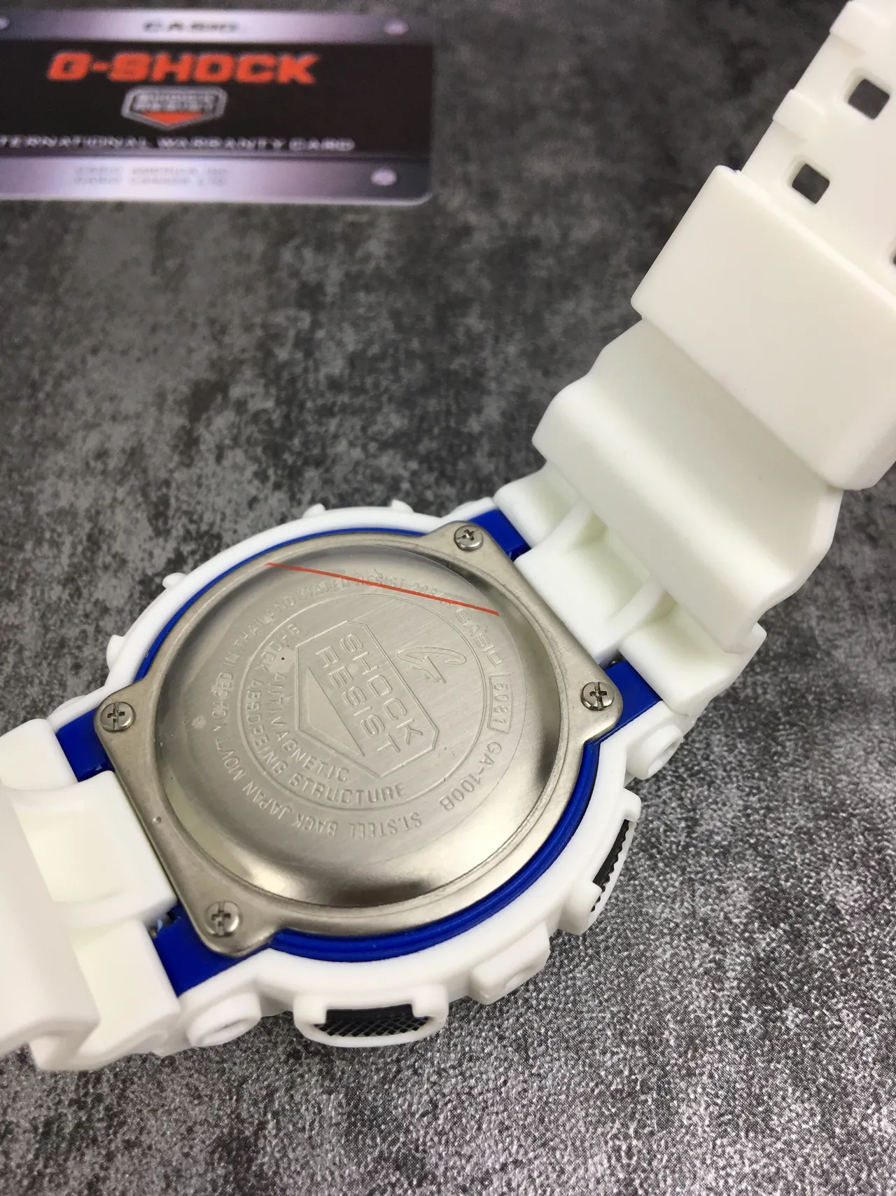 Casio G-Shock GA-100 White and Blue Sports Watch 3