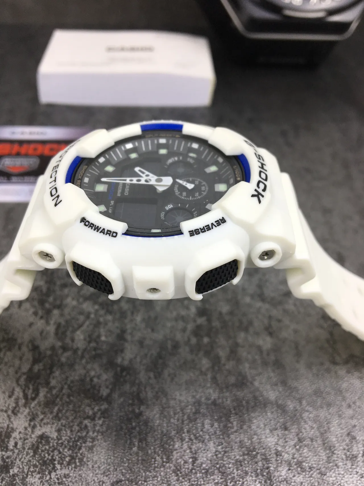 Casio G-Shock GA-100 White and Blue Sports Watch 4