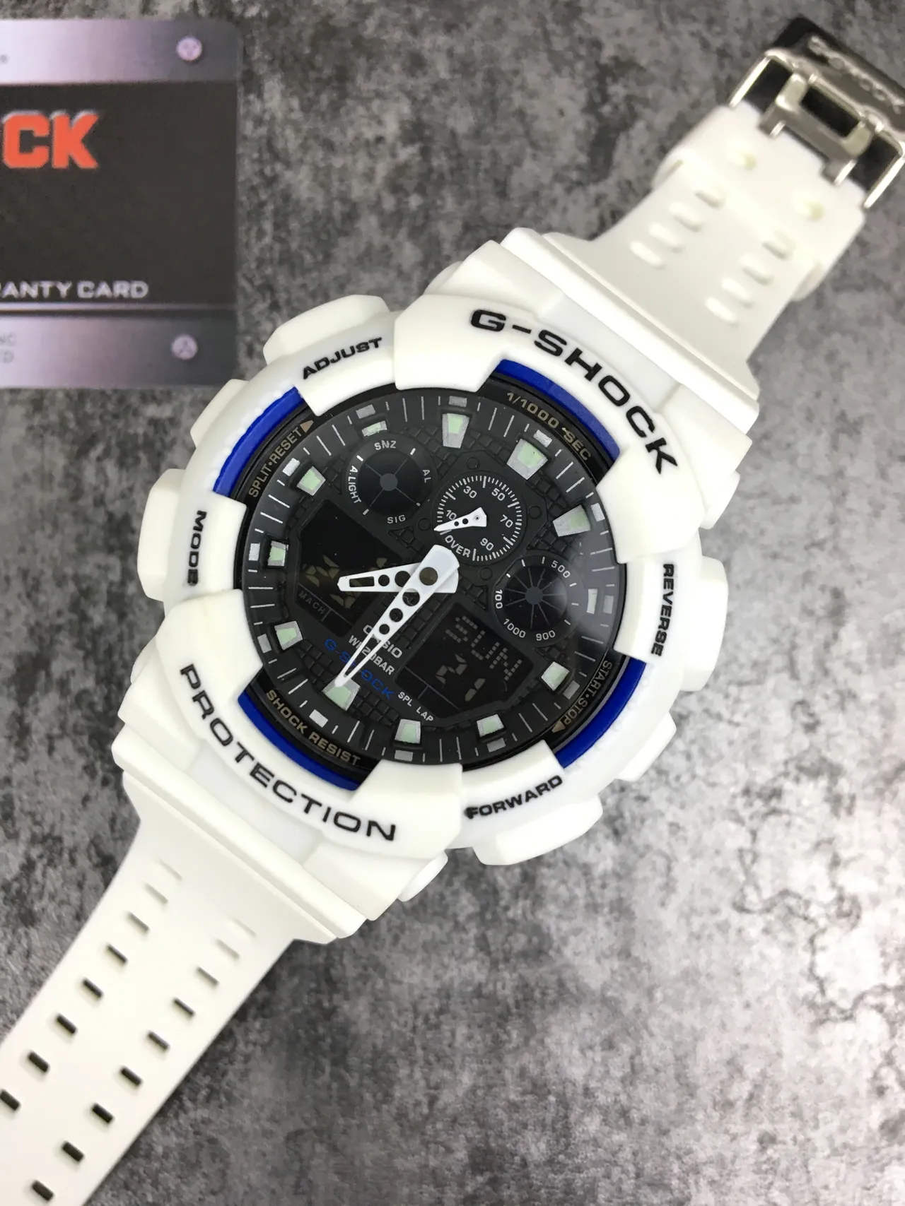 Casio G-Shock GA-100 White and Blue Sports Watch 5