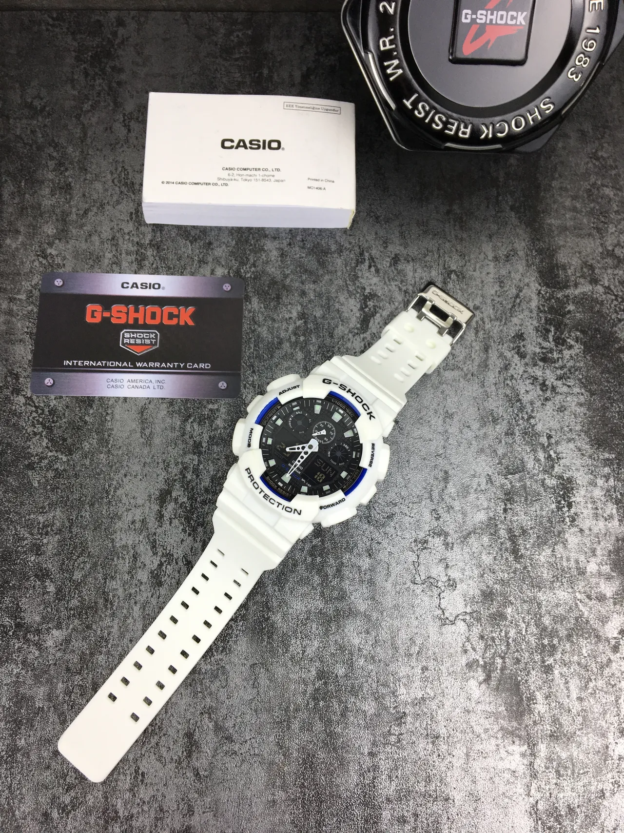 Casio G-Shock GA-100 White and Blue Sports Watch 6